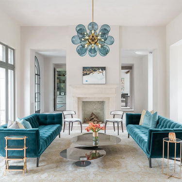 Blue Glass Bubble Chandelier